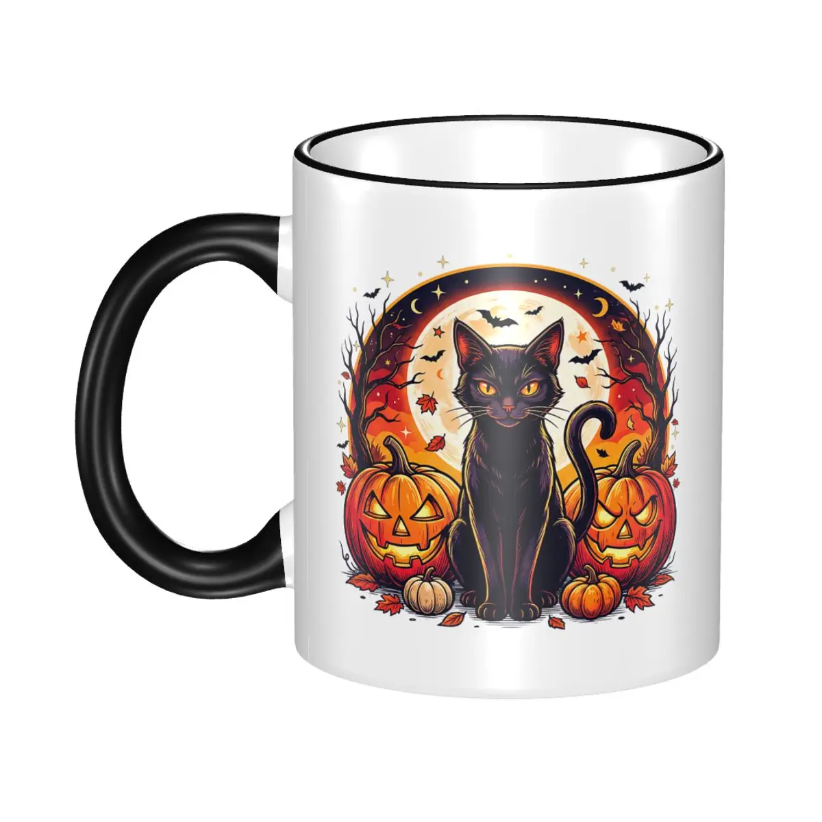 Cute Cute Cat Halloween Tea Cup Office Pumpkin Spooky Autumn Night Mugs