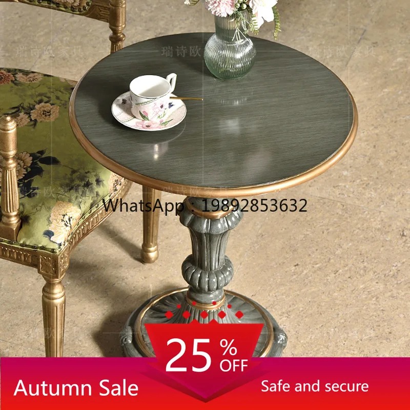 

LYY Creative Solid Wood Corner Table Living Room Home Round Tea Table Vintage Style Tea Table