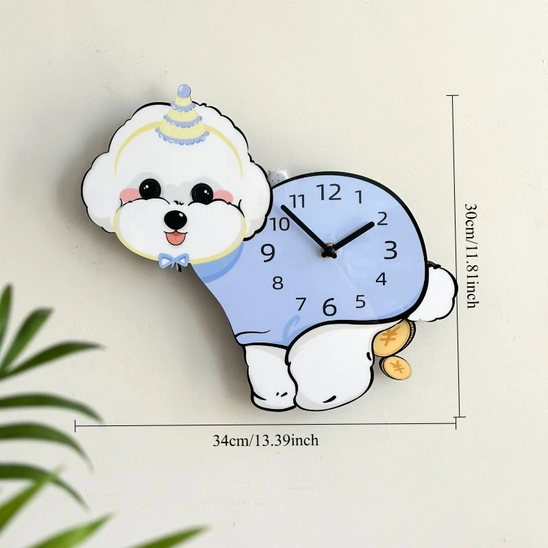 Cute Little Bear Swinging Clock, Little Dog Silent Decoration, Creative Clock, Home Living Room Cartoon Wall-mounted Clock - view 3