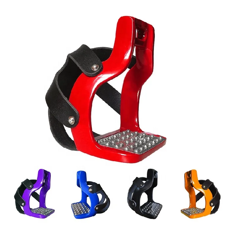 ركاب الفروسية من الألومنيوم غير قابل للانزلاق، دواسة من الفولاذ المقاوم للصدأ + غطاء واقي #1