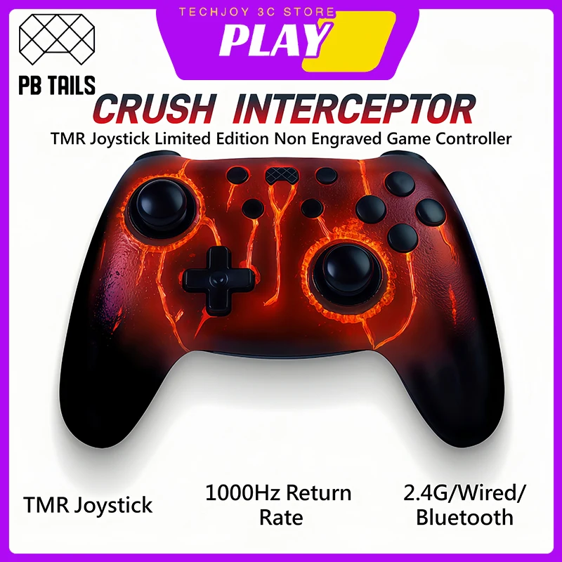 

Беспроводной игровой контроллер PB TAILS CRUSH Interceptor Metal с магнитными джойстиками TMR 1000 Гц, Bluetooth, для Switch/NS2/телефона