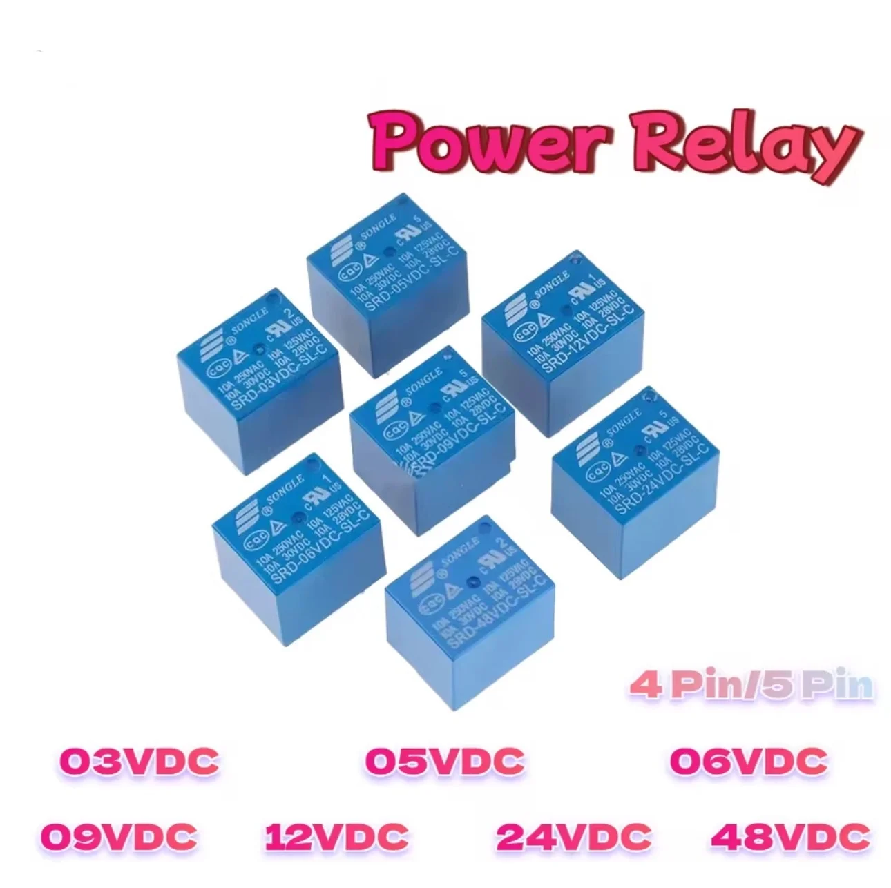 10PCS/lot Relay SRD-03 05 06 09 12 24VDC-SL-C 4PINS/5PINS 3V 5V 6V 9V 12V 24V High-quality SRD-05V-SL-C SRD-12VDC-SL-C 10A250VAC