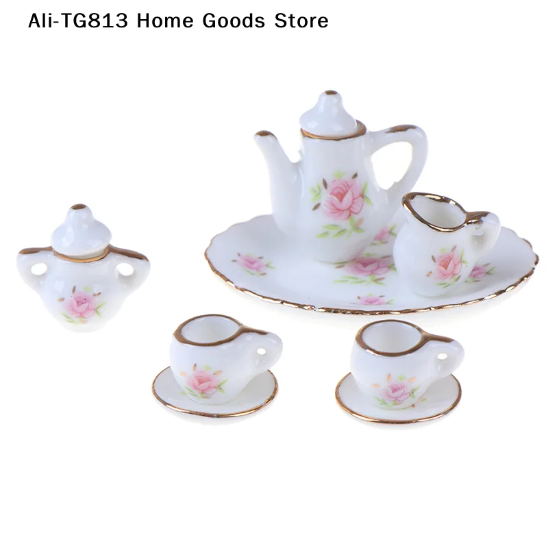 

[TG813]8Pcs 1/12 Dollhouse Miniature Dining Ware Porcelain Tea Set Dish Cups