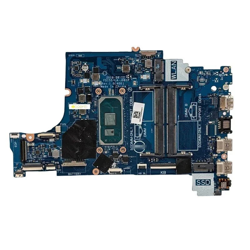 LA-J081P For Dell Vostro 3401 3501 3491 Inspiron 3493 3593 3793 5593 With I3 I5 I7-10th Gen CPU Laptop Motherboard Mainboard