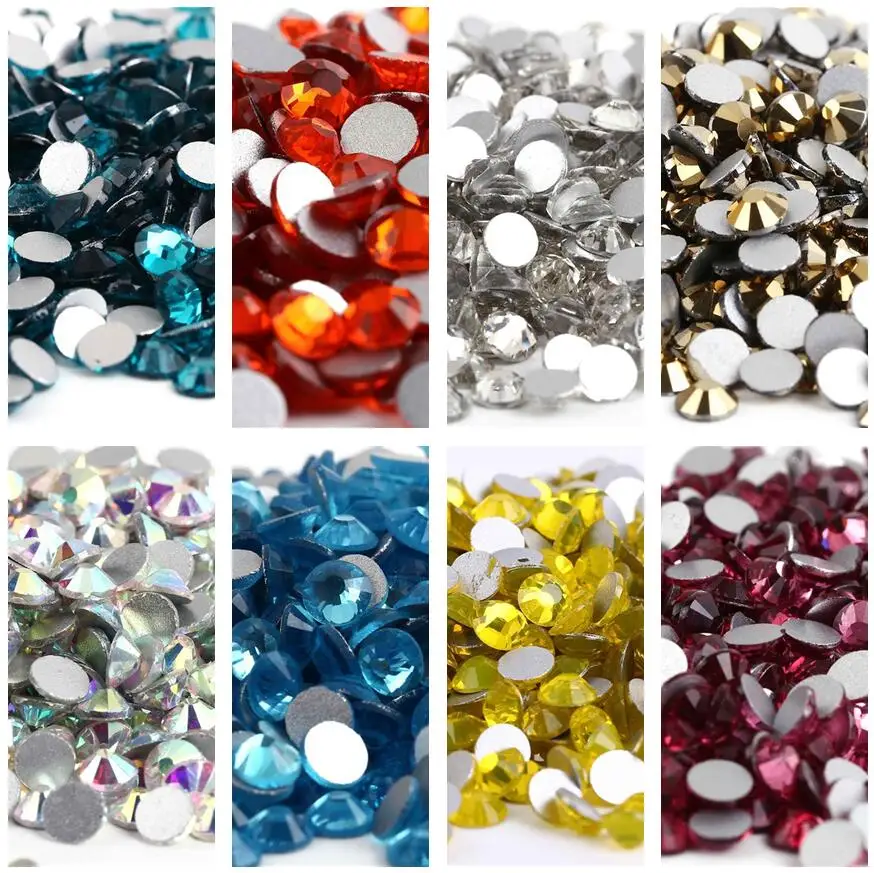 ss3-ss30 Mix size Crystal AB Flatback Nail art Rhinestone Crystal Non Hotfix 3D Nail Art Decoration glitter