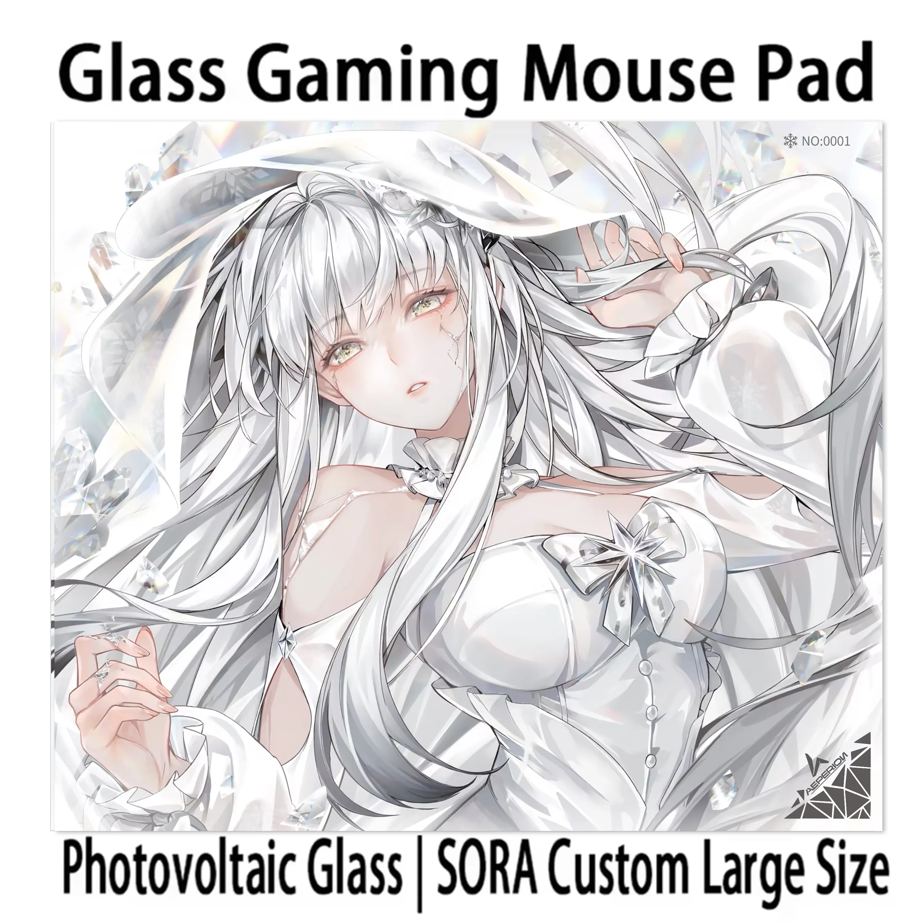 AEPERION Anime Glass Mouse Pad Shimo Quartz Desktop Mats Micro Etched Honeycomb Surface Smooth E-Sports Tempered Glass Mousepad
