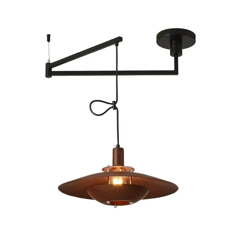 Medieval Walnut Pattern Chandelier  Dining Table Bar Pendant Light Eye Protection Flying Saucer Lamp