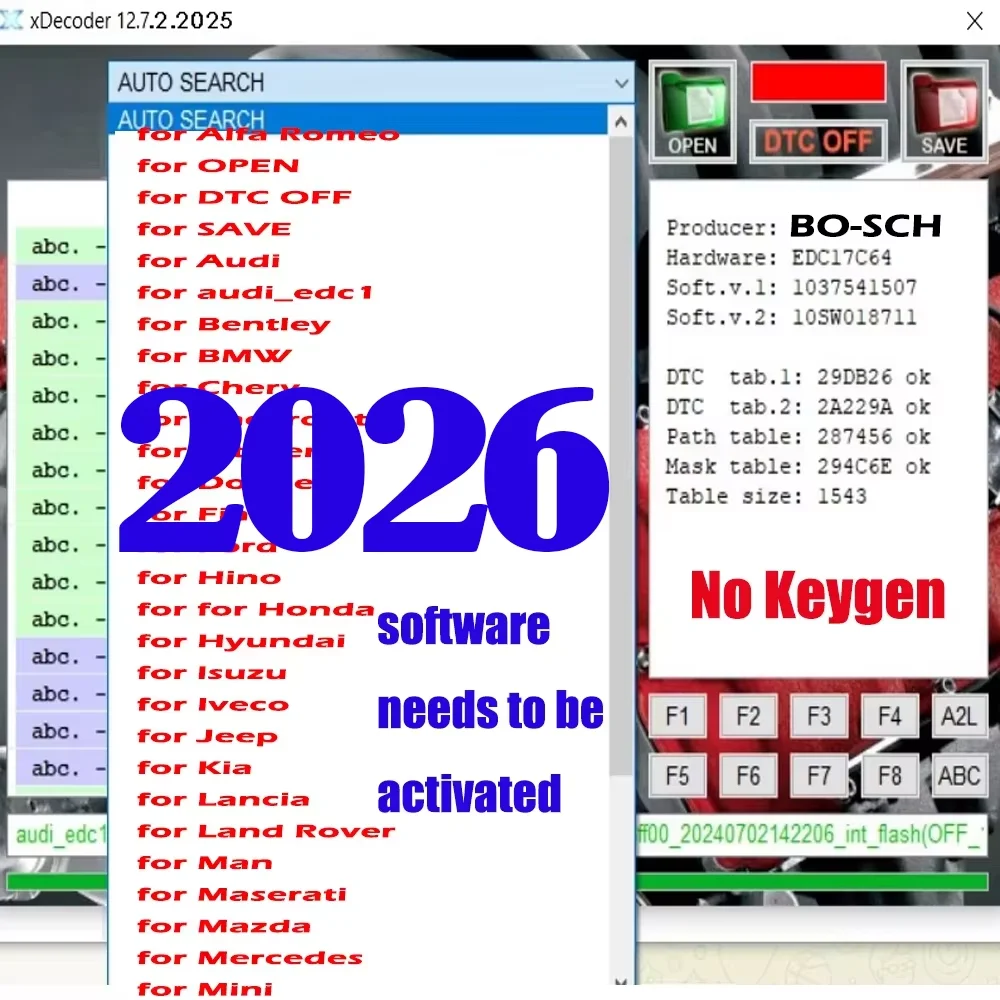 2026 Version XDecoder 12.7 License Full Activated ECU Files PK Xdecoder 10.3 DTC Remover Car Error Codes For EDC16 EDC17 No Keyg