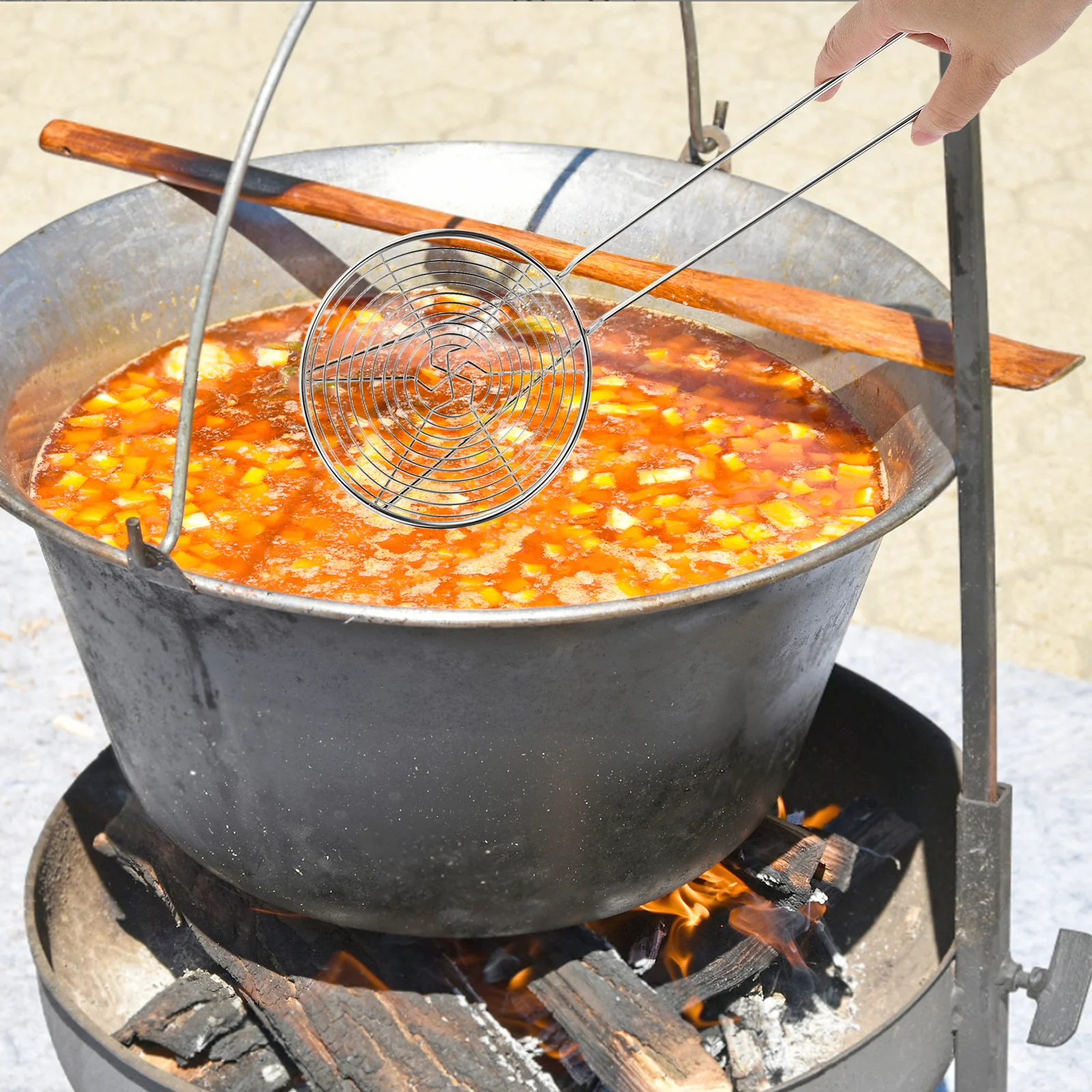 

Stainless Steel Colander Hot Pot Spoon Practical Well Polished Ergonomic Design Easy Handle Stainless Steel Colander