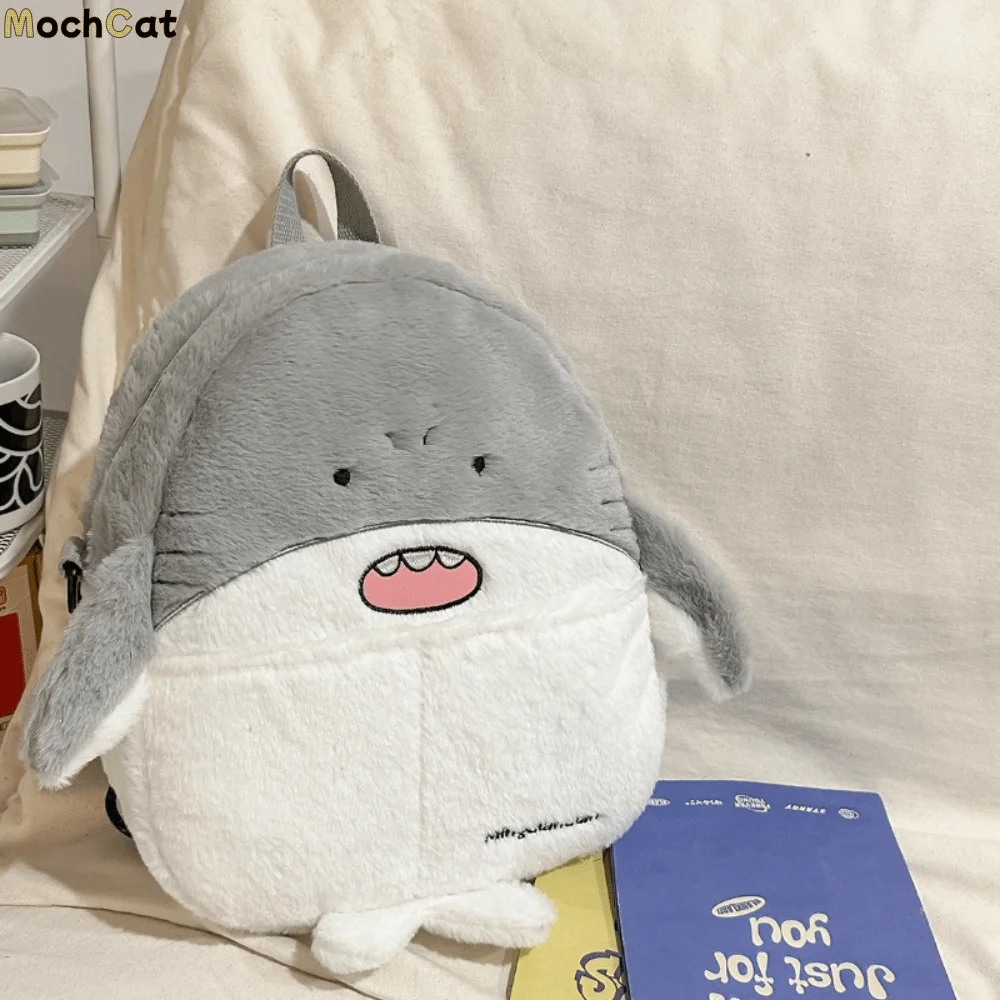 Cute Kawaii Penguin Plush Crossbody Bag Adorable Shark Soft Seal Backpack Realistic Look Fluffy Animal Shoulder Bag Outdoor