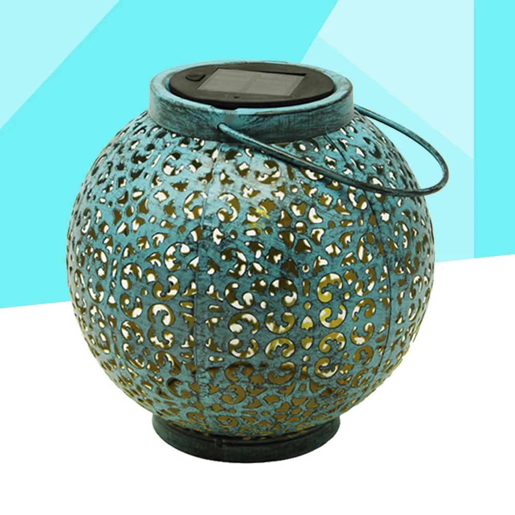 

Solar Lantern Iron Art LED Outdoor Light Vintage Blue Decorative Hanging Garden Lights Warm Atmosphere Porch Trees Solar Powered