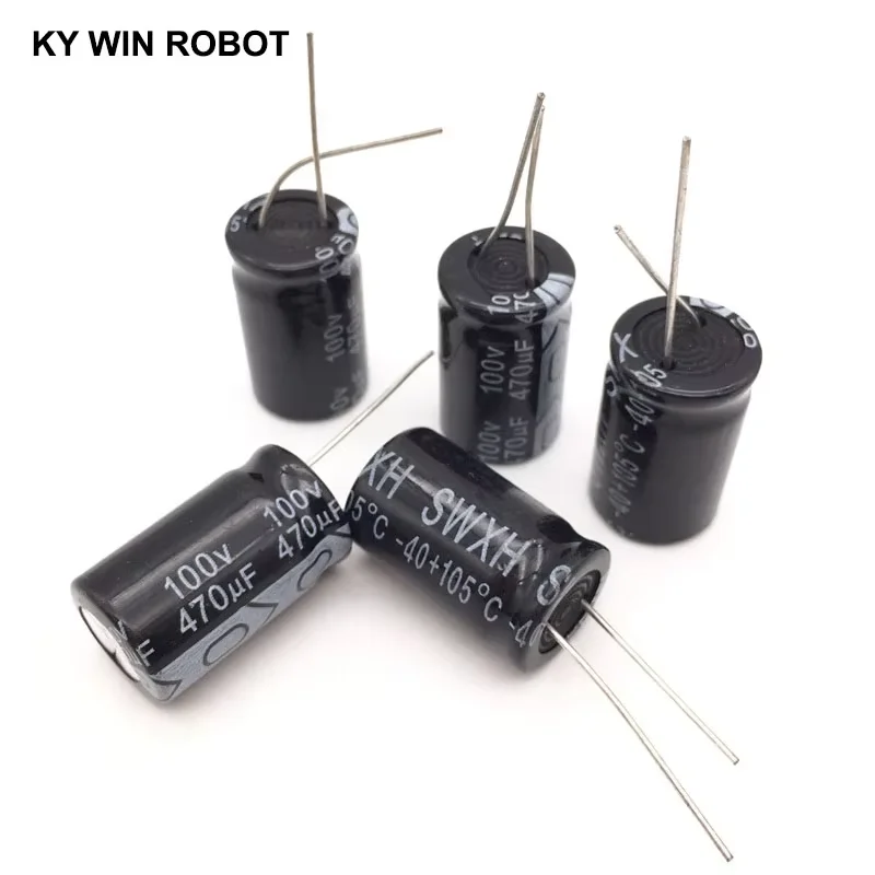 

5pcs/lot Aluminum Electrolytic Capacitor 100V/470 UF 100V/470UF Electrolytic Capacitor Size 16*25 mm plug-in 100V 470UF