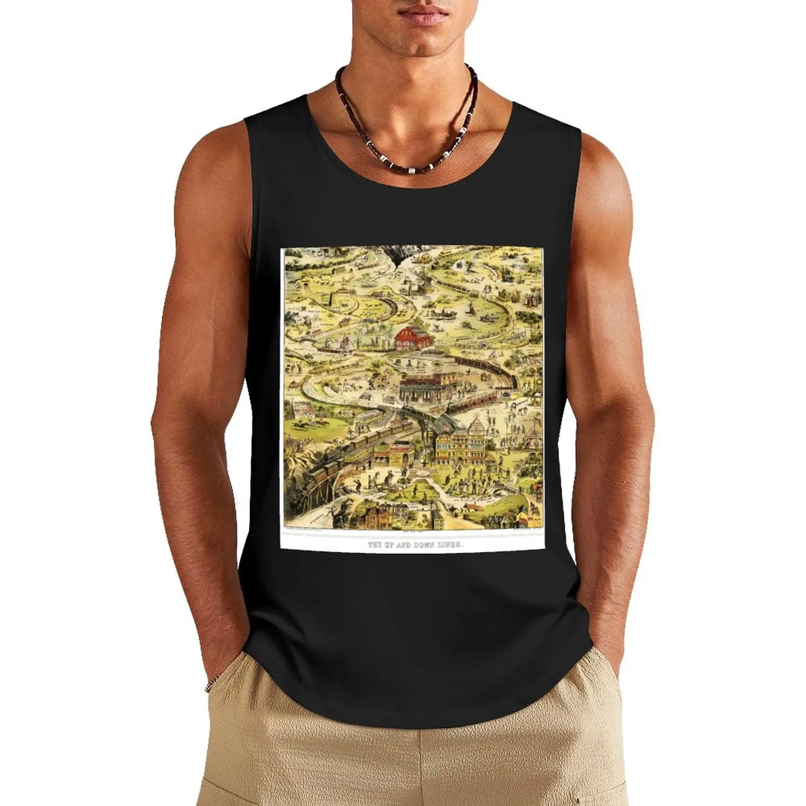

The Up and Down Lines Tank Top bodybuilding for men gym wear men Vest gym training accessories