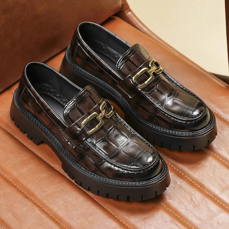 

Повседневная мужская обувь без шнуровки на толстой подошве в стиле ретро в британском стиле, модные вечерние и офисные уличные модные молодежные лоферы 38-47