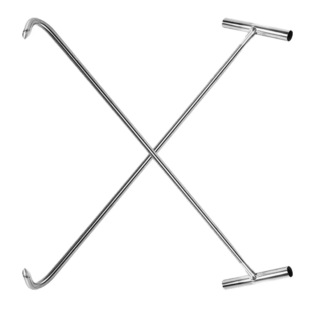 2Pcs Stainless Steel Manhole Cover Lifting Hook T Shape Heavy Duty Tool Door Roller Shutter Pull Hook Strong Reliable
