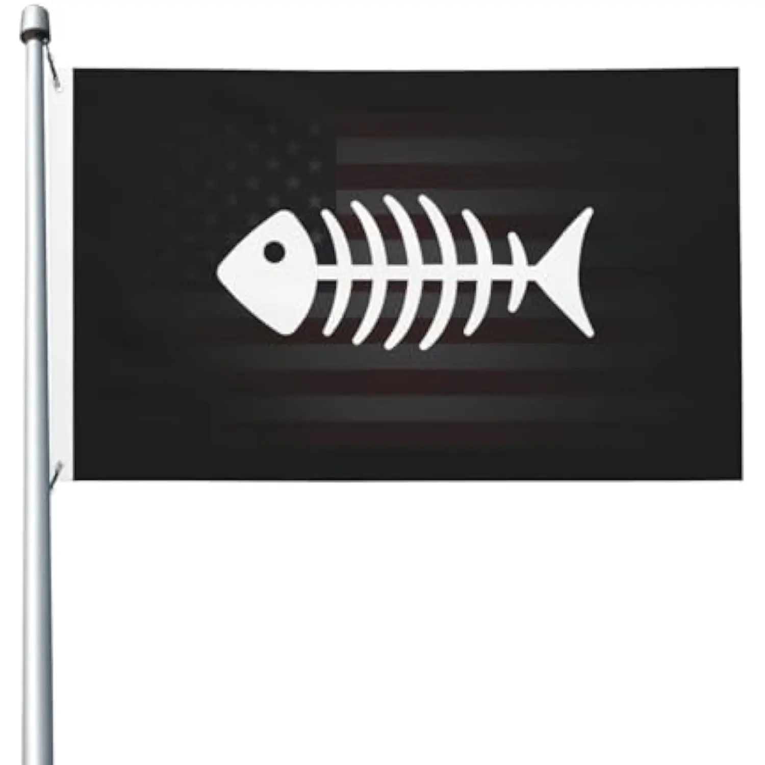 Fish Skeleton Black American Flag Polyester 3x5FT 4x6FT Outdoor Garden Banner