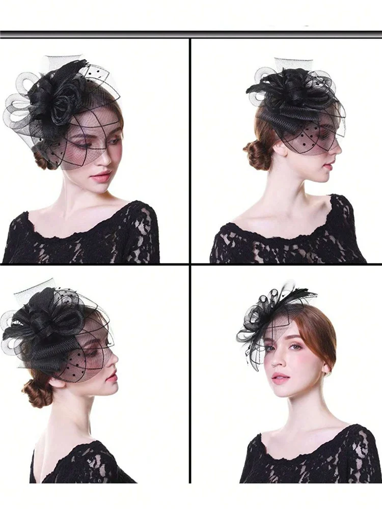 1pc Fascinator Hat Tea Party Headband With Faux Feather Kentucky Derby Hat Horse Racing Flower Hat Hairband Headpiece Headwear