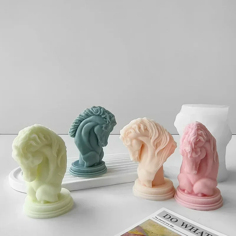 

1 шт. 3D-форма из силикона в виде головы лошади для изготовления гипсовых фигурок, изделий из смолы, ароматических свечей, декора для дома, инструмент для рукоделия