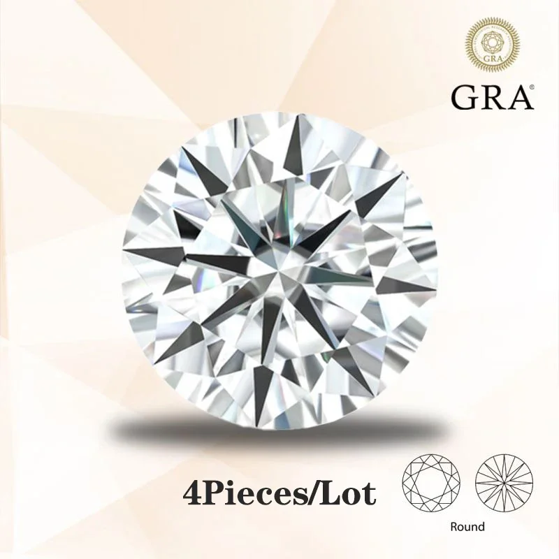 Moissanite Stone 2 / 4 / 6 / 8 / 10 Pcs Per Lot Promotion with GRA Certificate Pass Diamond Tester Lab Diamonds Loose Gemstones