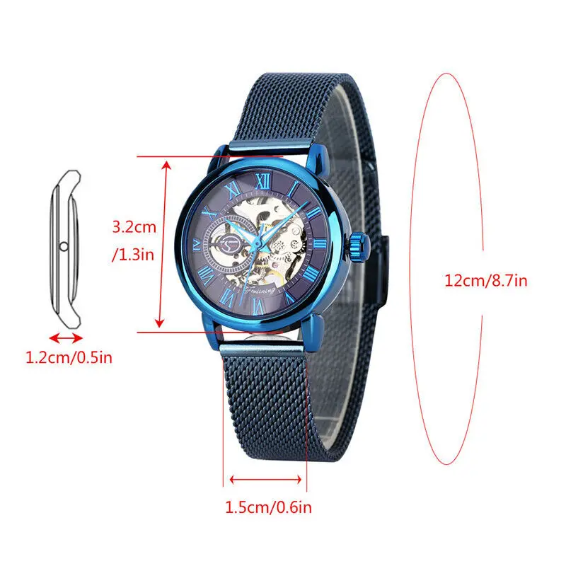 FORSINING Women Mechanical Watch Manual Winding Luxury Mesh Belt Wristwatches