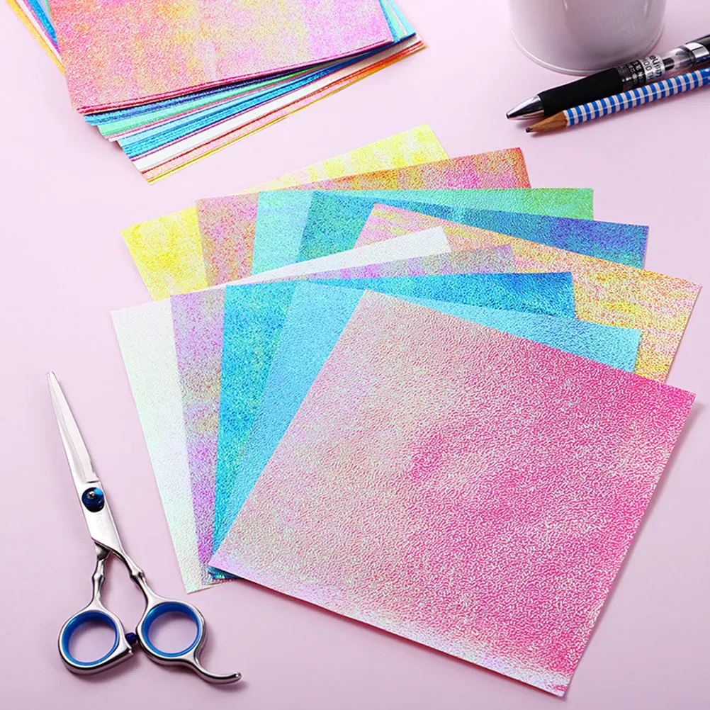 300Pcs Pearlized Origami Paper Square DIY Folding Sheets for Kids Crafts Handicraft Projects School Activities Children Learning
