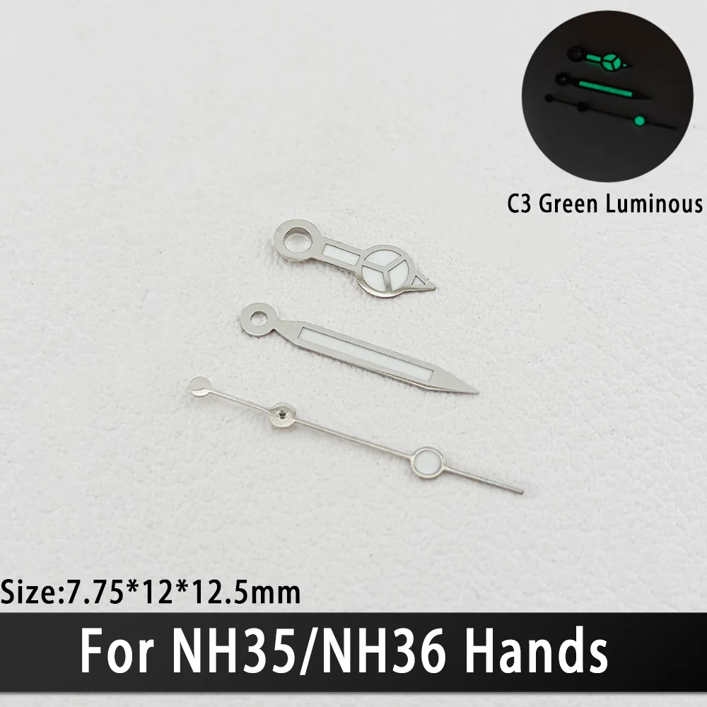 

Universal For NH35 Hands NH36 Eta2836 2824 Miyota 8205 8215 Needles Classic Pointer C3 Green Luminous Hands Watch Accessories