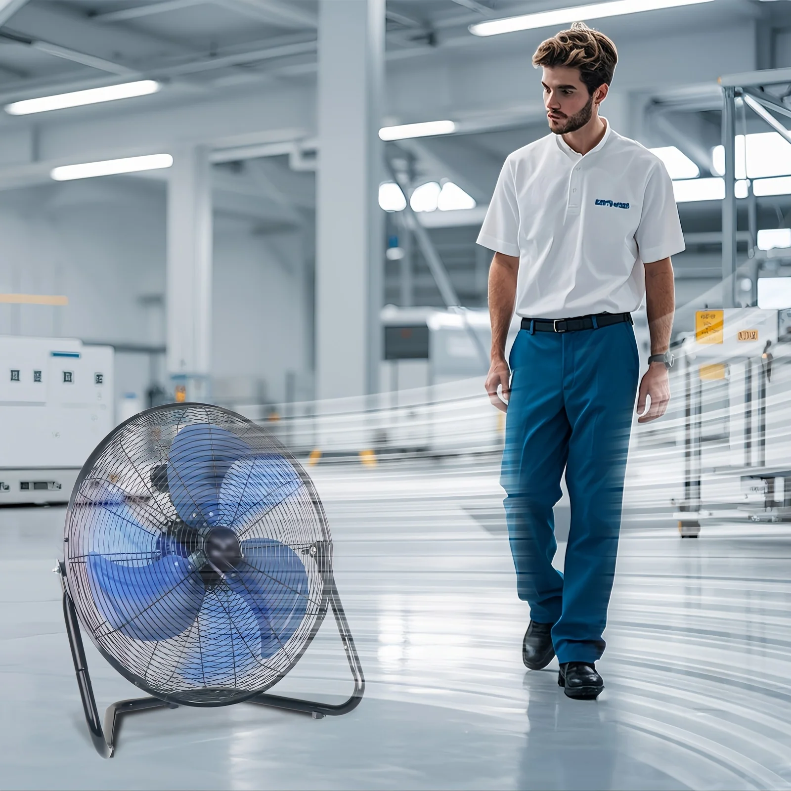 

High-Velocity Industrial Floor Fan 9/20 Inch With 3 Speeds, Metal Construction And Blades, Ideal For Industrial & Commercial Spaces