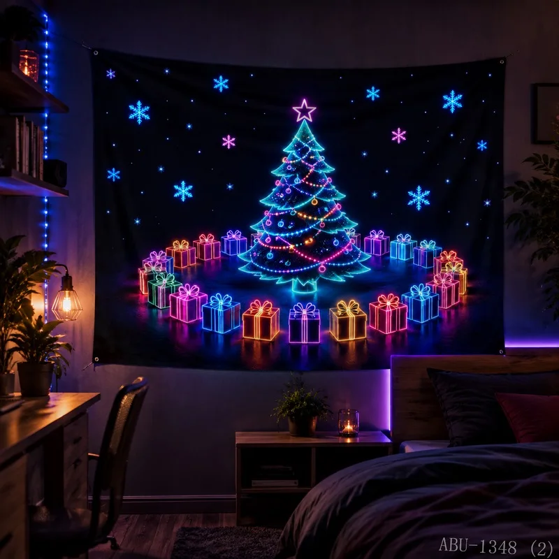 VIKAMA Blacklight UV Reactive Glow Tapestry Wall Hanging, Bright HD Print, Wall Art for Bedroom Dorm Party Game Room Bar Decor