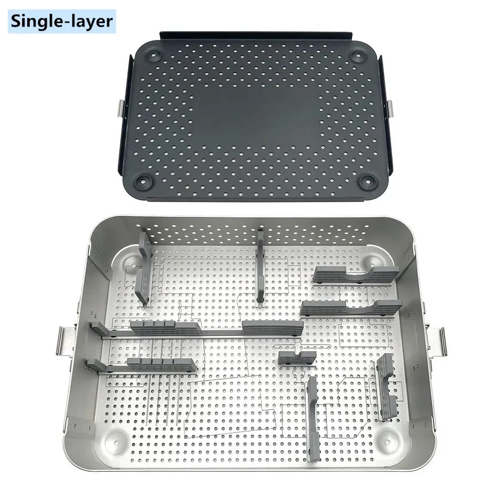 Sterilising trays Single /Double layer surgical operating Drill autoclave sterilization sterilization case aluminium alloy 1pc