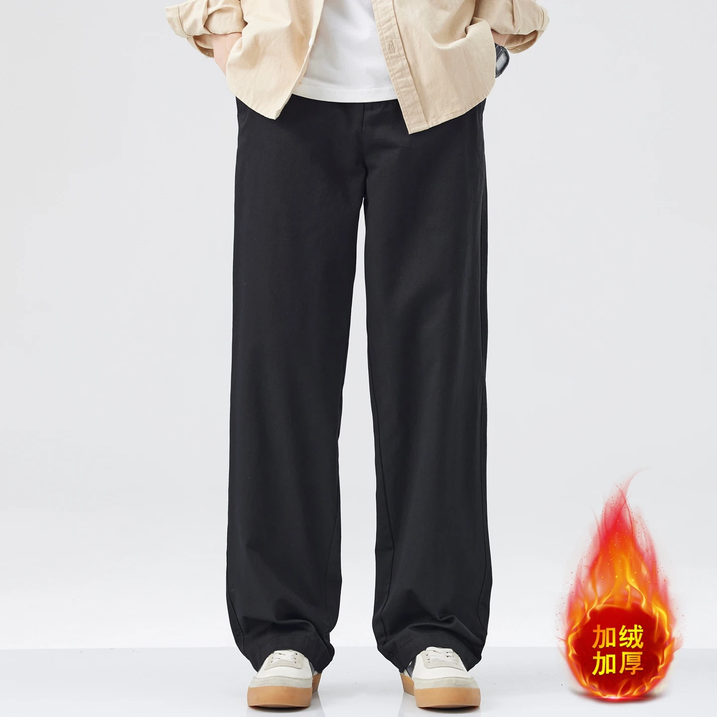 

Winter Fleece Thicken Pant Men Streetwear Fashion Vintage Wide Leg Loose Casual Cargo Baggy Pants Cityboy Straight Trousers