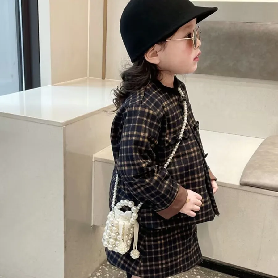 Crossbody Shoulder Bag Medium Hardness Handmade Faux Pearl Bag Pearl Bucket Handbag Handmade Pearl Cylinder Purse For Daily