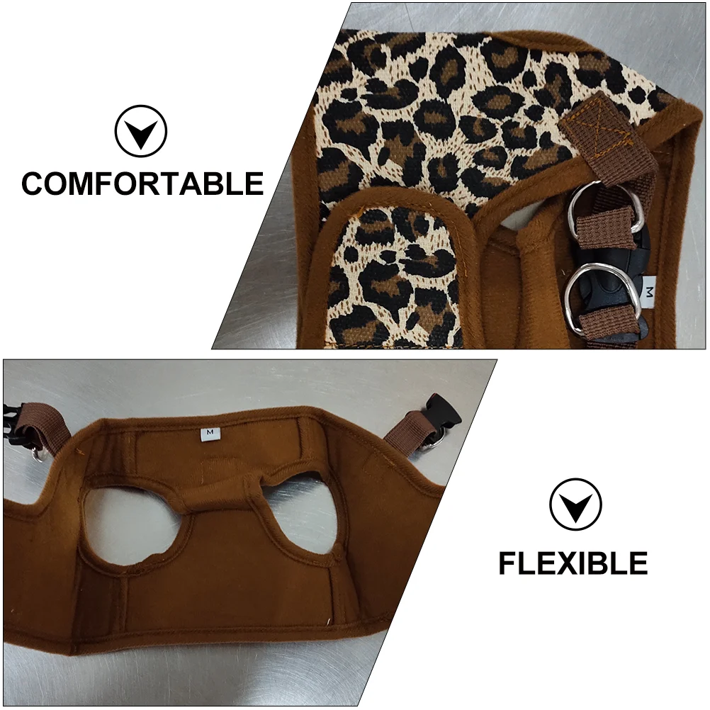 Pet Dog Canvas Harness Vest - Size M (Leopard Print)