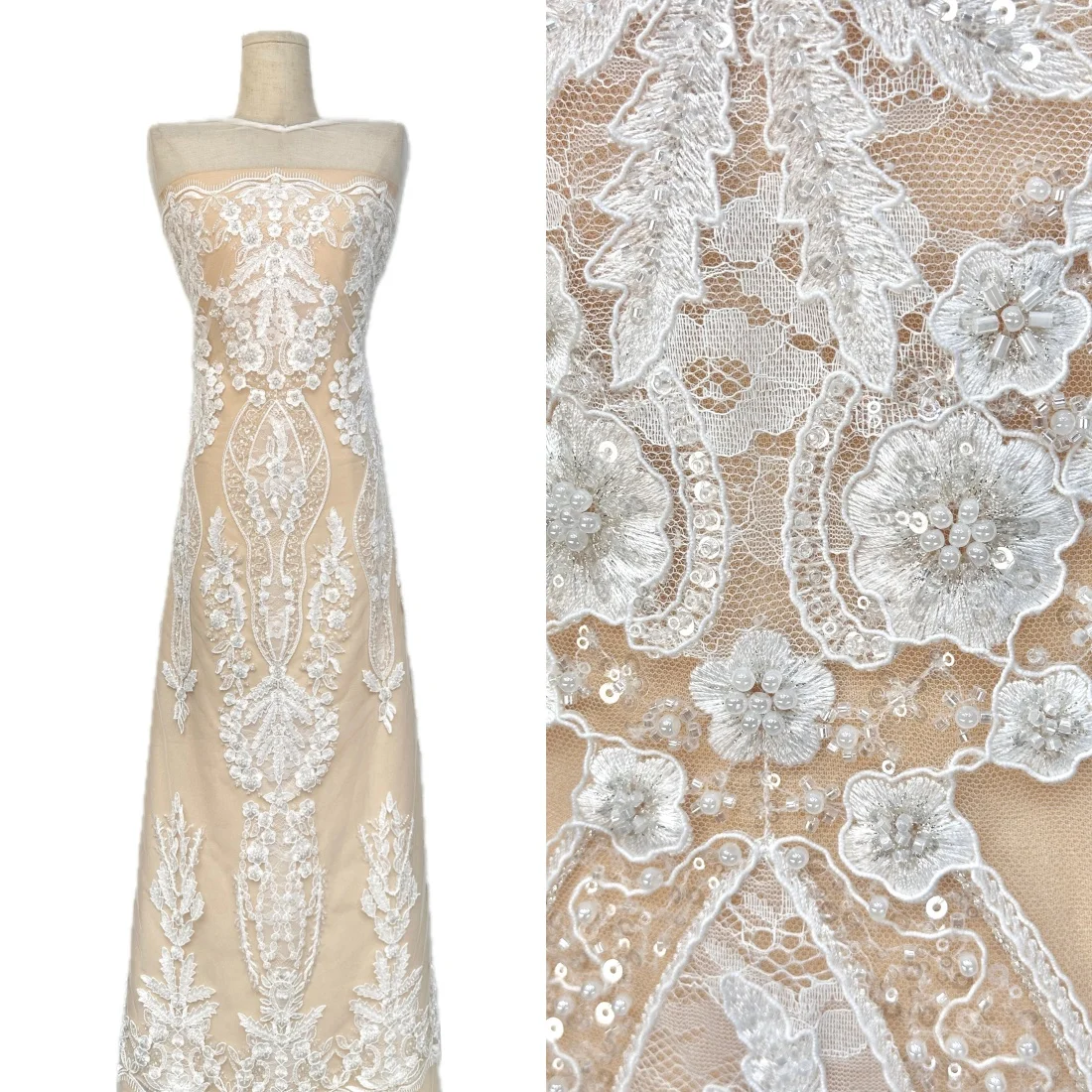 

Роскошная французская африканская тюлевая ткань с бисером и пайетками, сетчатое кружево, нигерийская французская ткань для свадебных платьев 2026 года