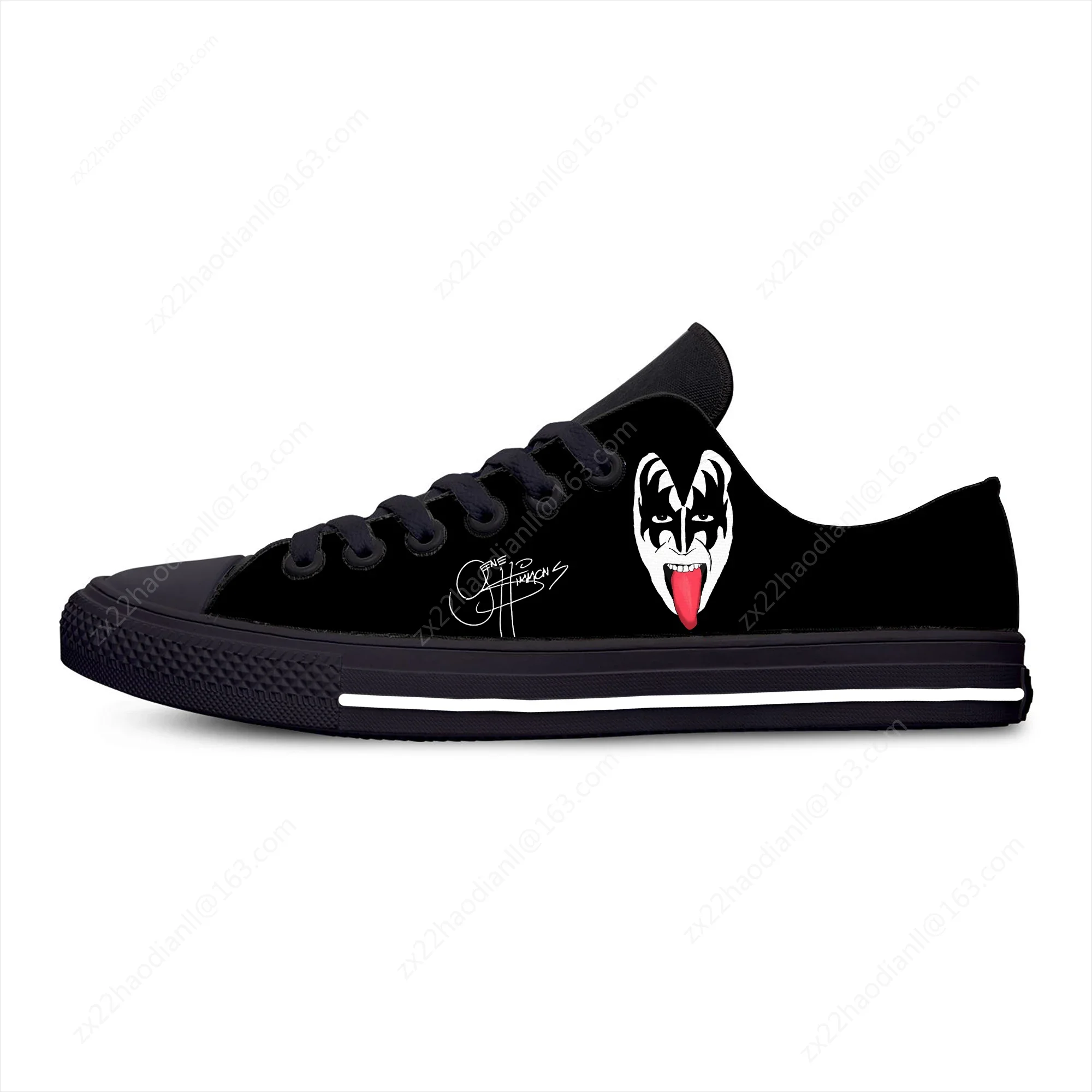 Gene Simmons Low Top Sneakers Kiss Mens Womens Teenager Casual Shoes Canvas Running Shoes Cosplay 3D Printed Lightweight shoe