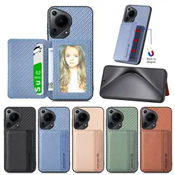 Magnet Case For Huawei Pura 70 P60 P50 Nova 14 13 12 11 10 Pro Plus Ultra Wallet Card Slot Leather Flip Book Back Cover Case