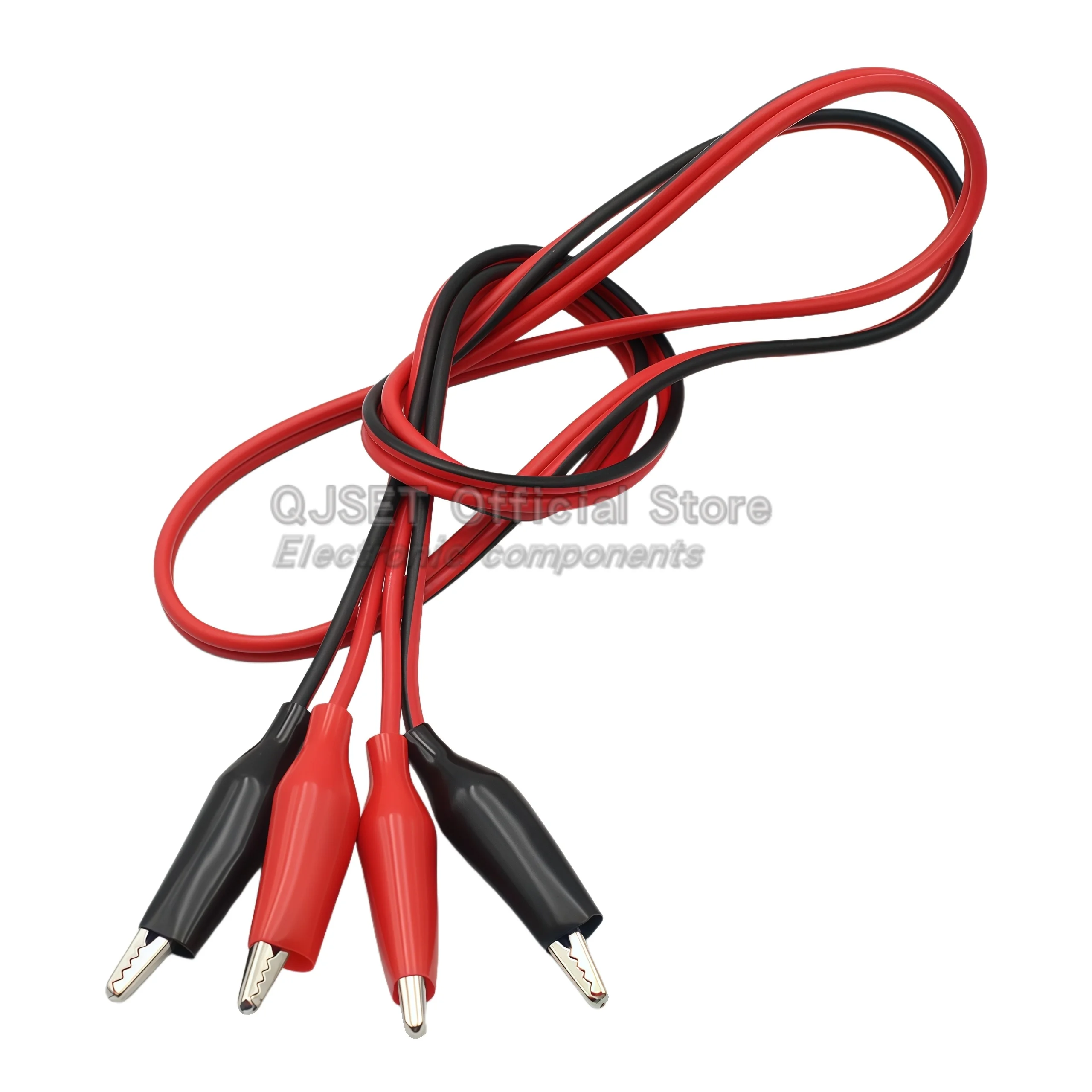 1 세트 1M 앨리게이터 클립 빨간색/검은색 절연 테스트 리드 양단 앨리게이터 클립 점퍼 케이블 전기 클램프 전원 테스트 케이블