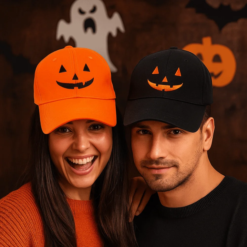 

Funny Breathable Halloween Baseball Cap UV Protection Lightweight Pumpkin Embroidery Hat Cotton Creative Sunshade Cap Festival