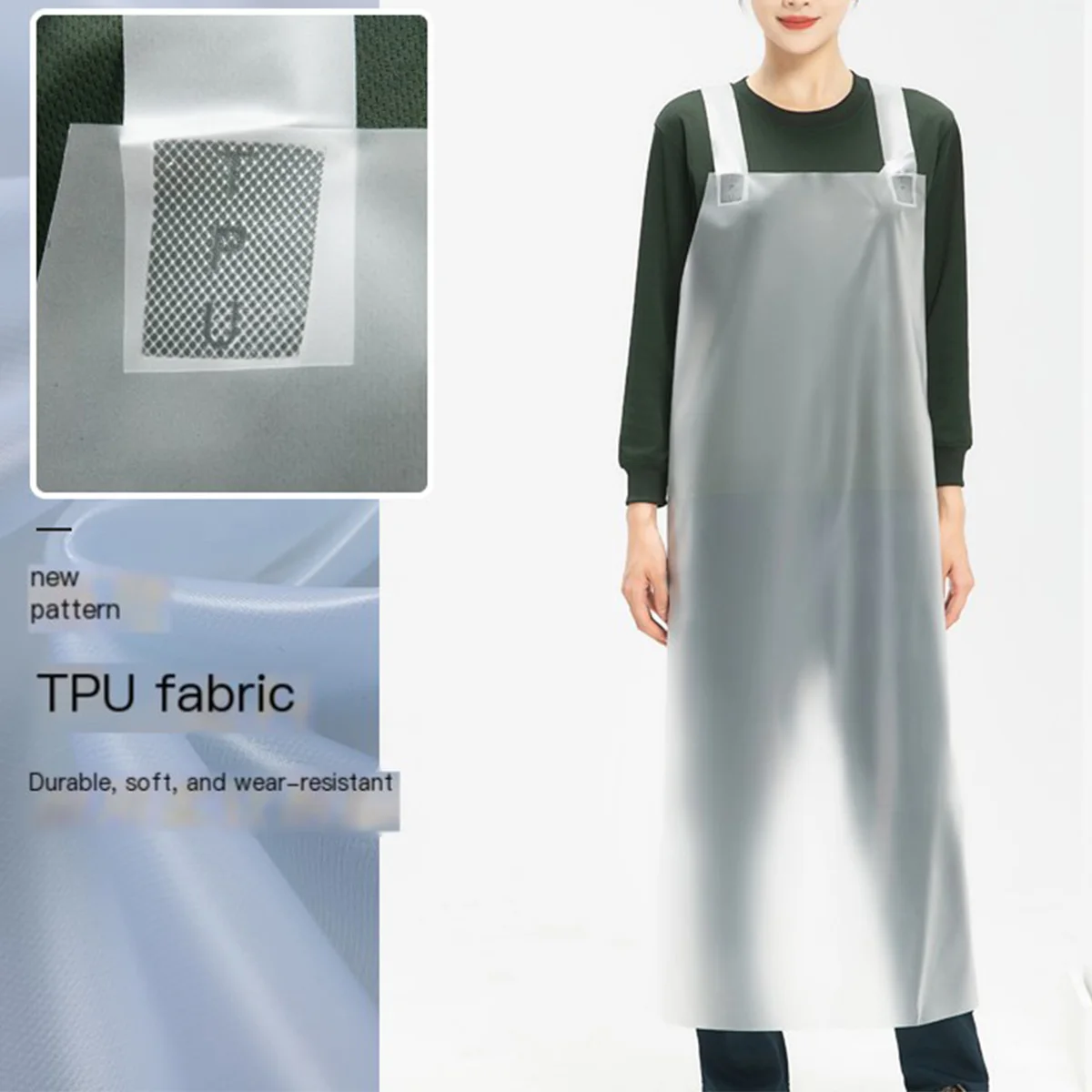 1 Piece Premium Quality TPU Apron with Extra Wide Shoulder Straps, Available in Multiple Colors, Perfect for Kitchen, Restaurant