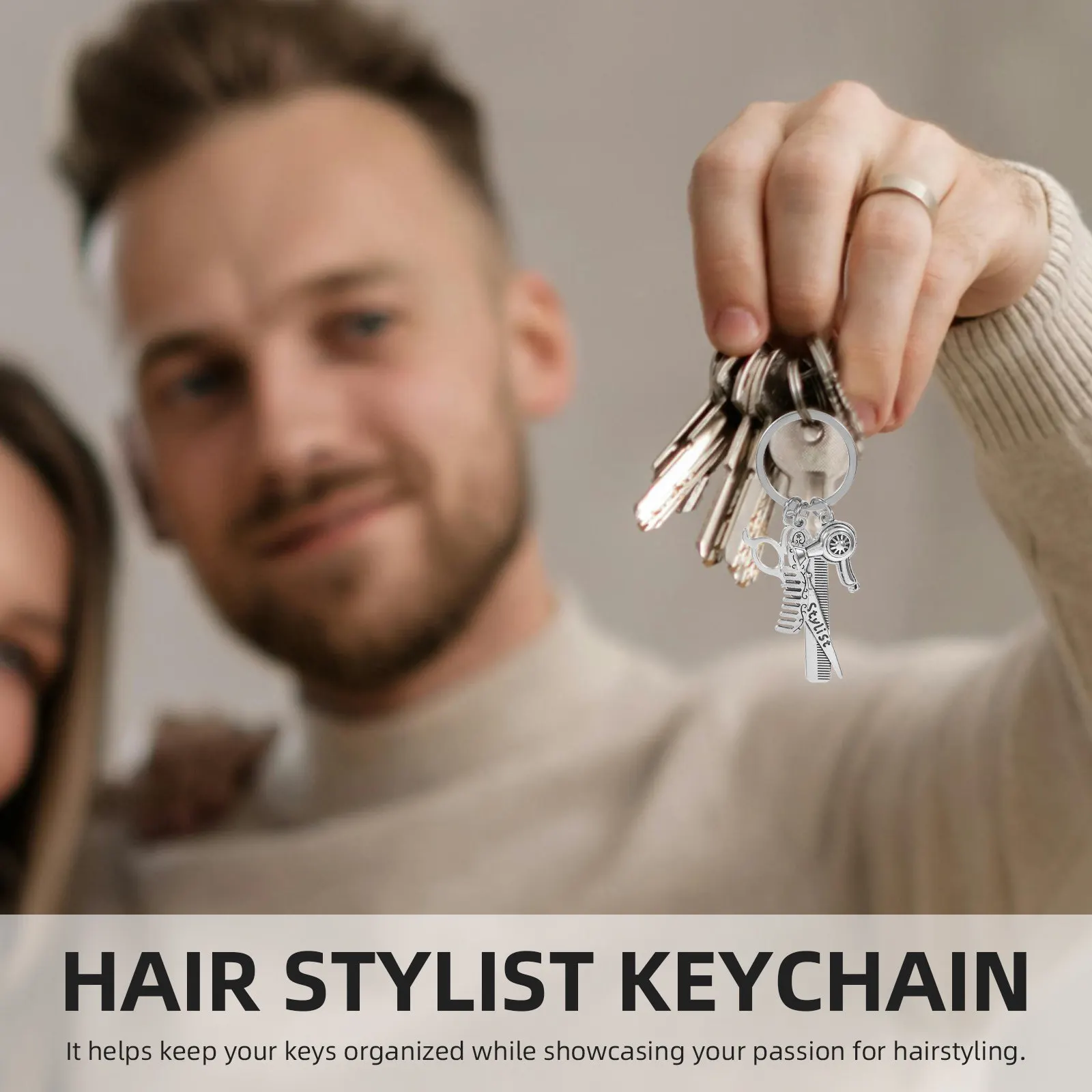 Hairdresser Keychain Hair Dryer Scissor Comb Charm Pendant Lightweight Salon Owner Hairstylist Jewelry Hairdresser Keyring