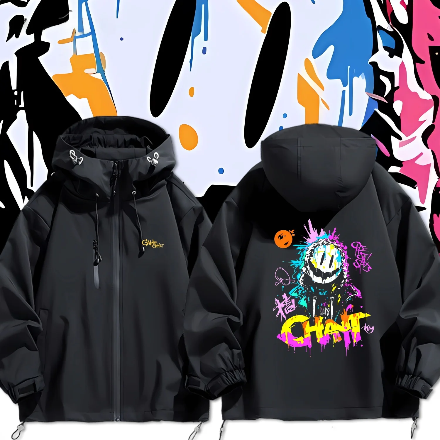 

Street Sle ex Свободная посадка Jaet Винтажный креативный принт Водонепроницаемое полиэфирное волокно Повседневная модная уличная одежда для подростков