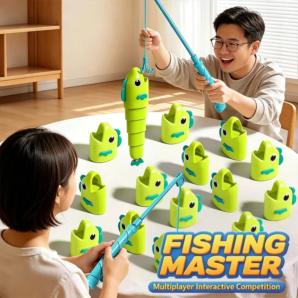 New 2 Player Competitive Fishing Game with Telescoping Rods Stretchable Fish Catch Battle Adult Interactive Entertainment Toy