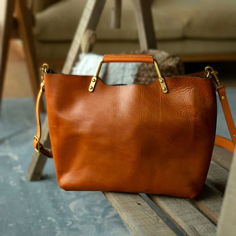 

fashion designer luxury first layer vegetable tanned cowhide women handbag literary vintage luxury genuine leather shoulder bag