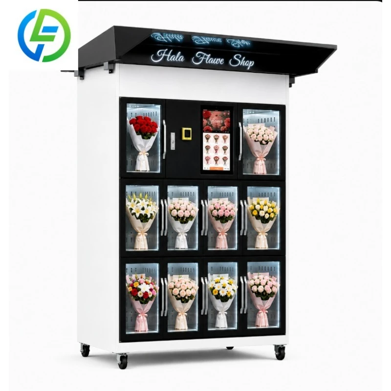 Smart Flower Vending Machine with Refrigerated Lockers for Fresh Bouquet Retail Business