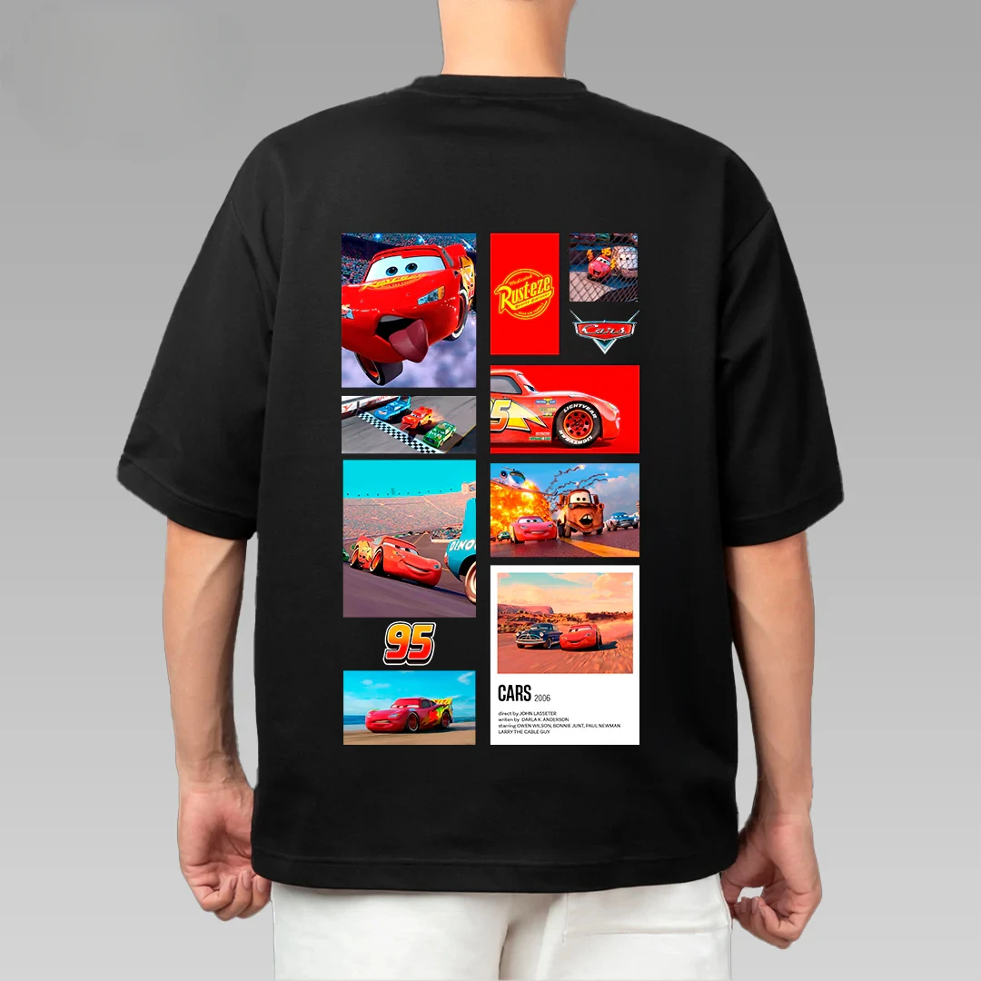 

Cars ghtning Mcqueen Sally Designs Casual Cotton Classic Fashion Car Letter Pattern Print O-neck Short-sleeved Summer Tops Tee