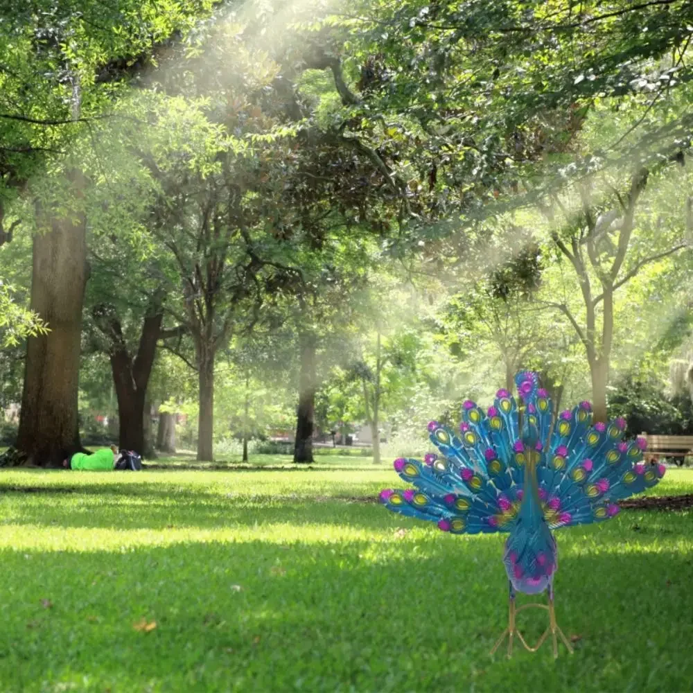 

Iron Art Simulation Peacock Sculpture Detachable Crafts Open Screen Peacock Statue Cute Animal Miniatures Figurine Living Room