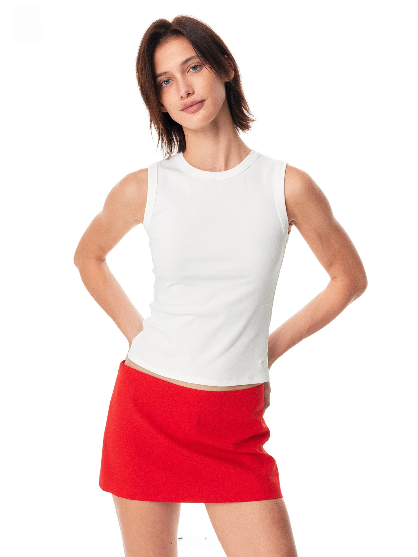 

Базовый хлопковый жилет в рабочем стиле с круглым вырезом, четыре цвета, повседневный, для отдыха, женский, модный, минималистичный крой, хлопковый топ-жилет