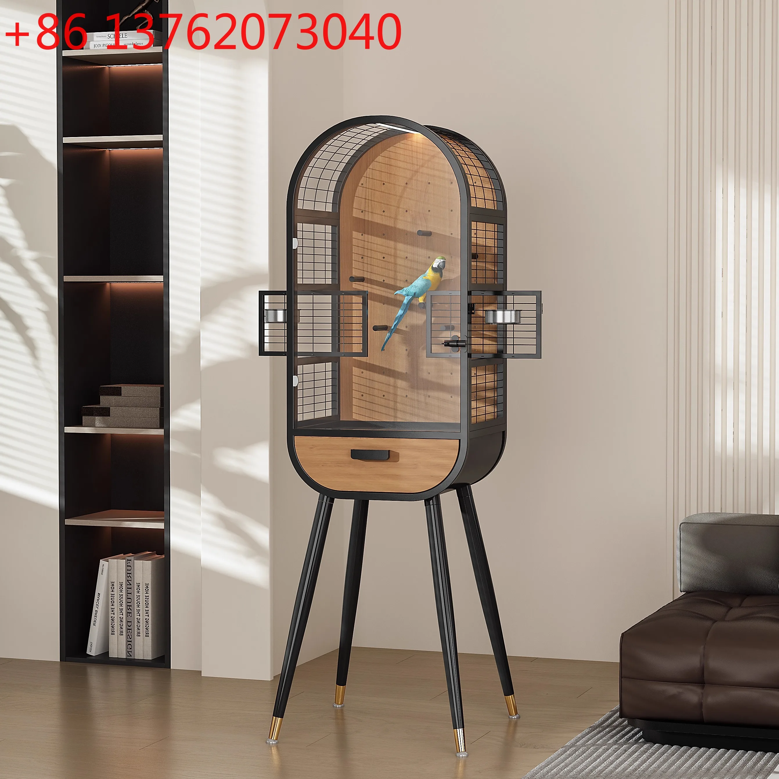 Solid wood metal ecological viewing landing simulation large bird cage