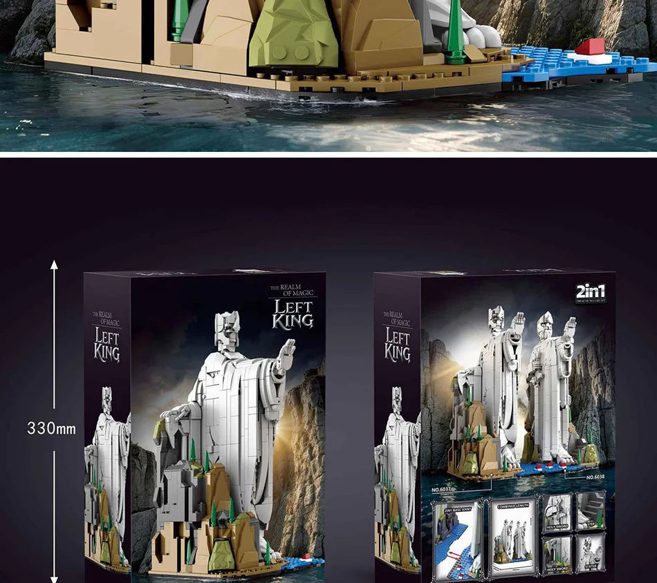 Creative MOC The Argonath Kit Pillar Of The kings Building Blocks Bricks Set MOC King Sculpture Model Toys For Boy Adult Gifts