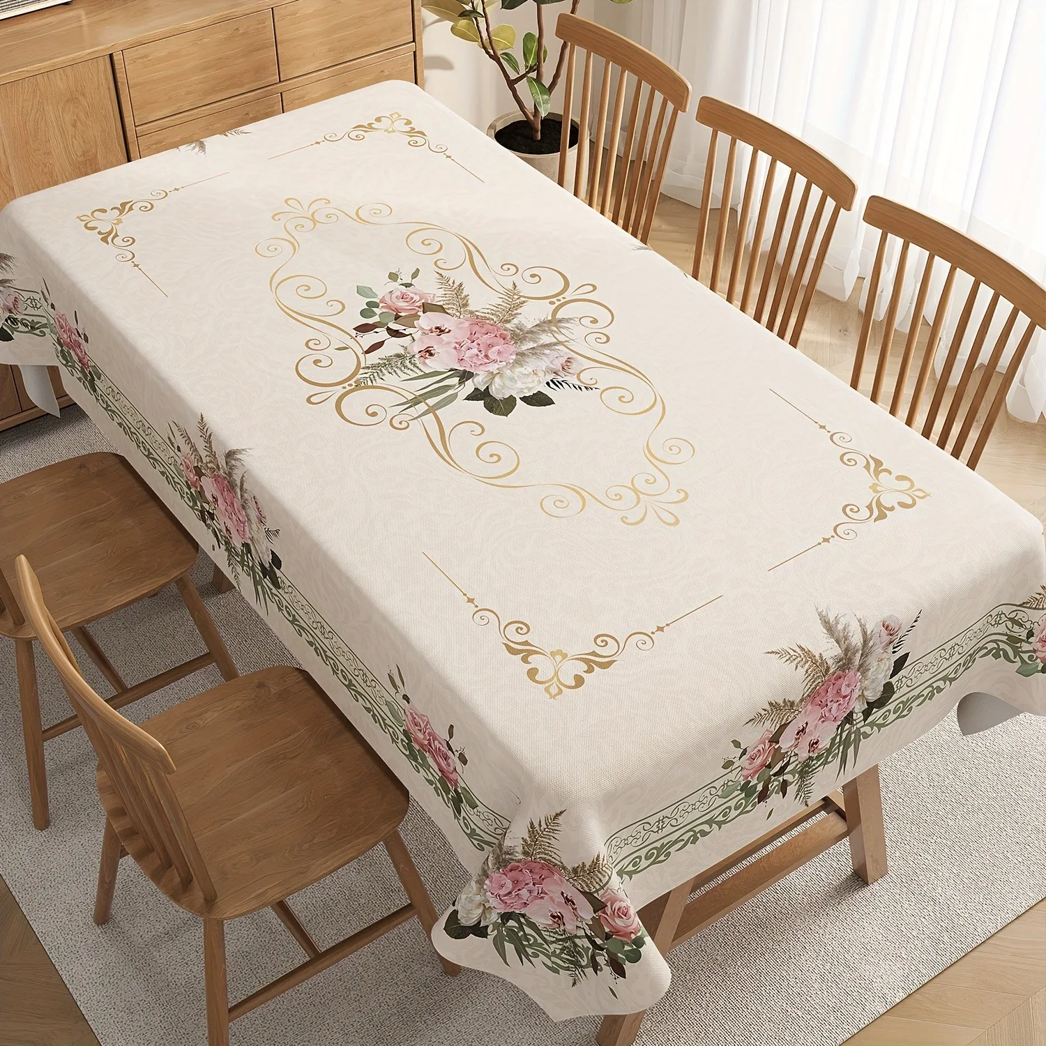 1PC - Single-sided Printing. Square tablecloth featuring American fairy and mountain bamboo patterns. yzb