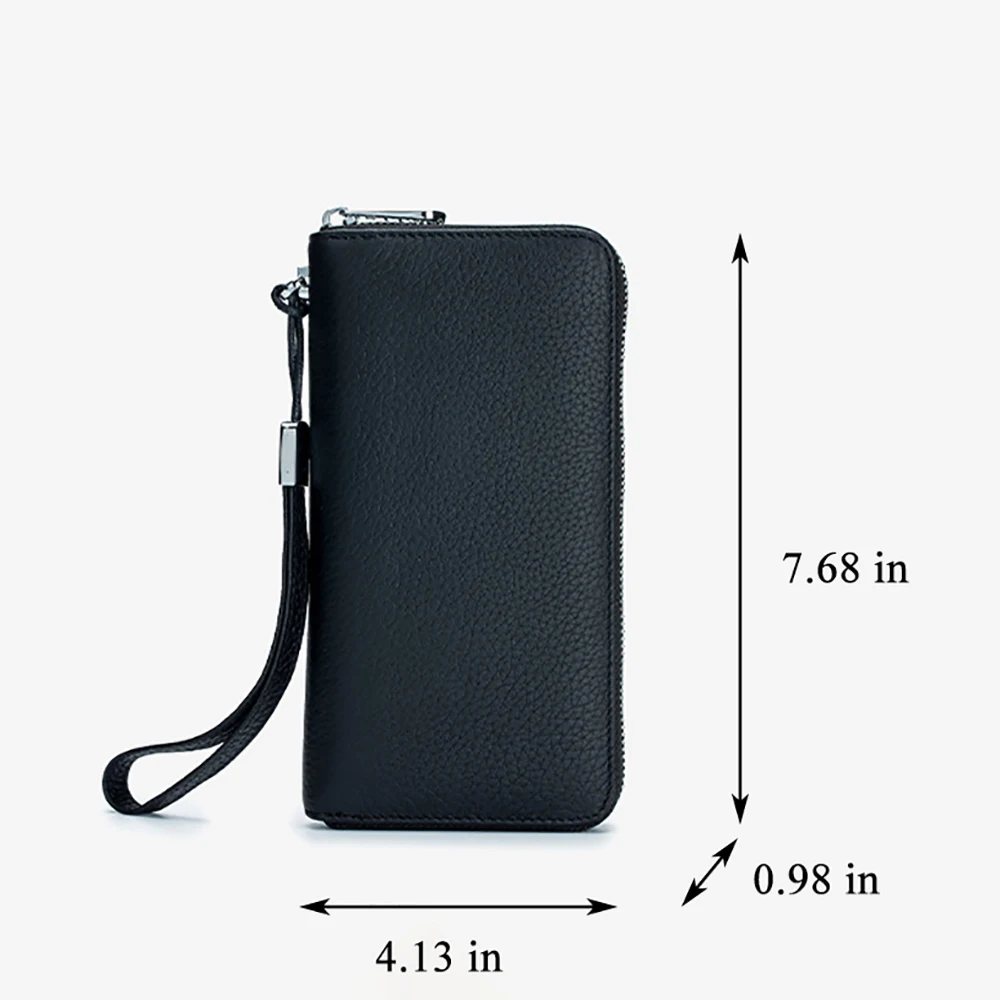 Womens Wallet RFID Blocking Genuine Leather Luxury Design Zip Around Wallet Clutch Wristlet Travel Long Purse Handbags